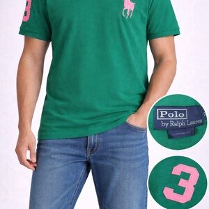 Polo Ralph Lauren Green Polo XL Pink Big Pony #3 Custom Fit
